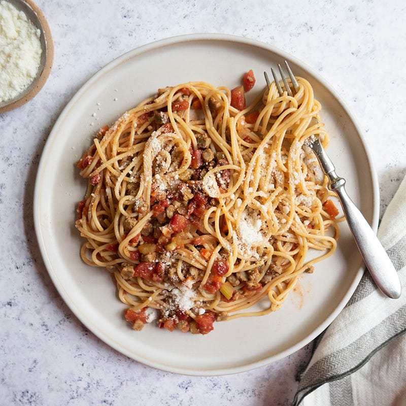 Vegetarian pasta bolognese