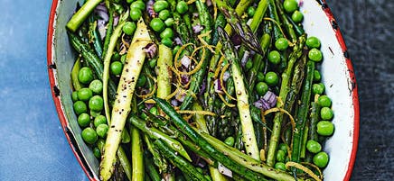 Zesty asparagus, beans & peas