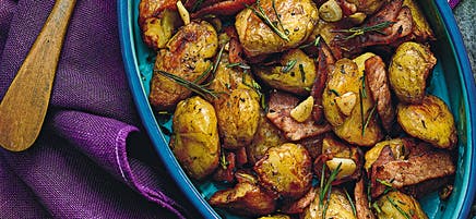 Herbed crushed new potatoes