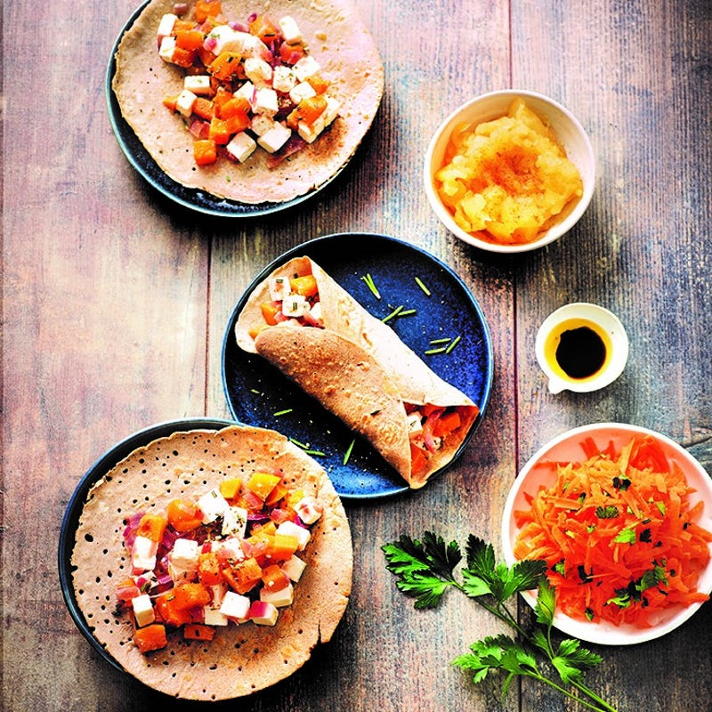 Fajitas de sarrasin et mijotée de butternut