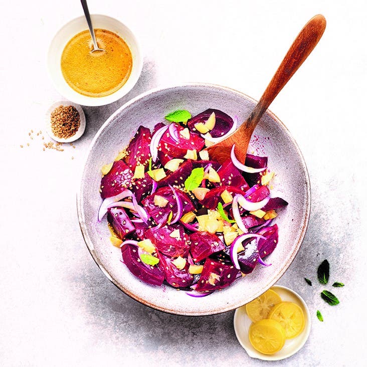 Salade de betteraves au citron confit et cardamome