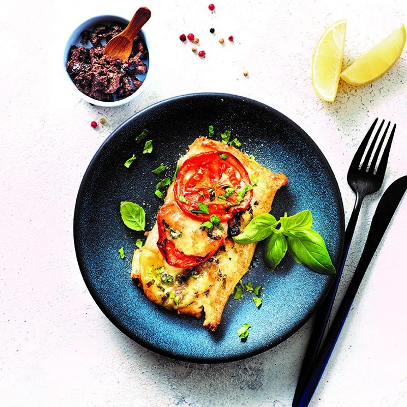 Saumon feuilleté, tapenade-mozza-basilic