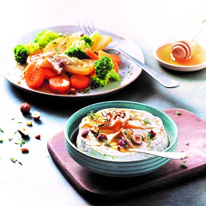 Trio de légumes au camembert rôti