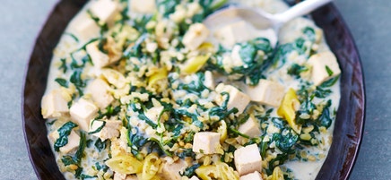 Bulgur mit Tofu und Spinat