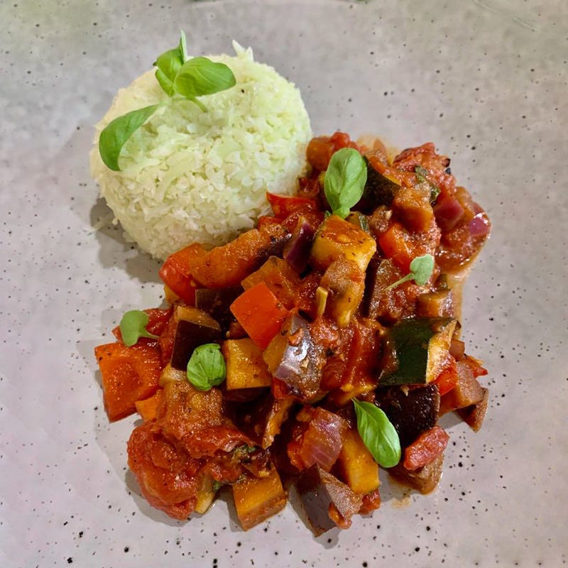 Shellie’s ratatouille with cauliflower ‘rice’