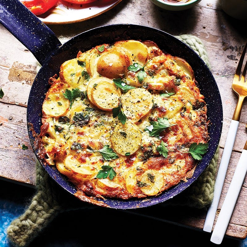 Spanish tortilla with tomato salad