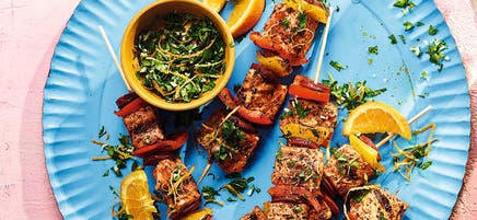 Smoky salmon & chorizo skewers