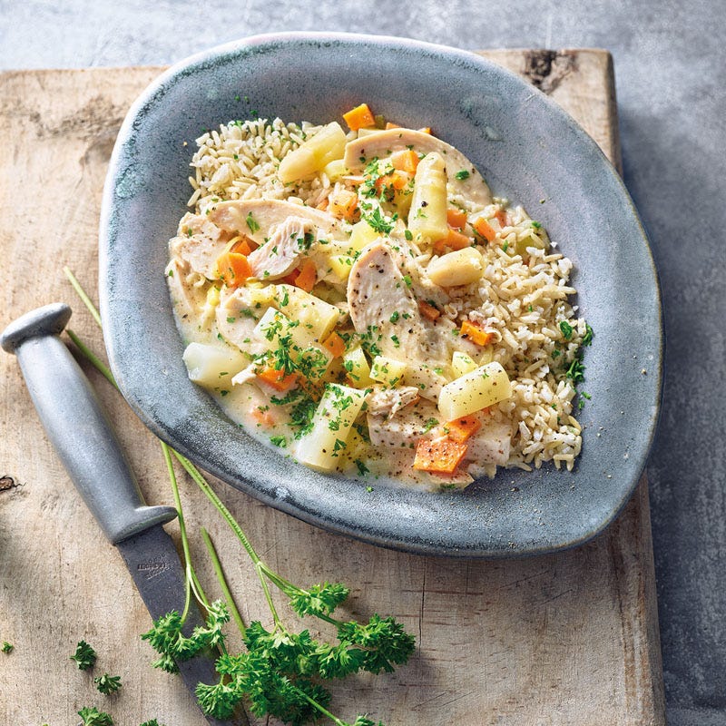 Hühnerfrikassee mit Petersilie