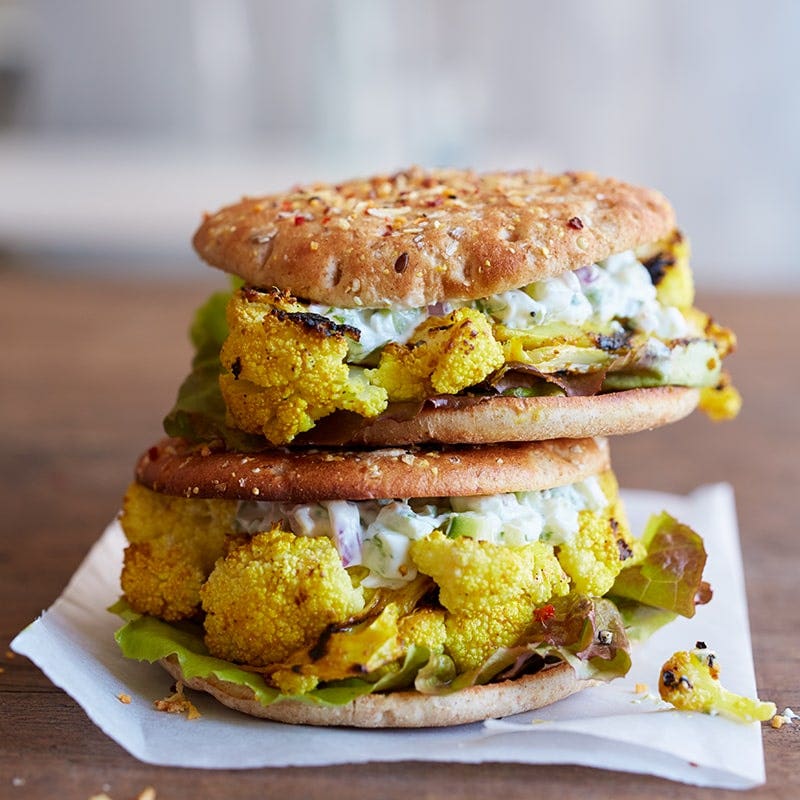 Tandoori-grilled cauliflower burgers
