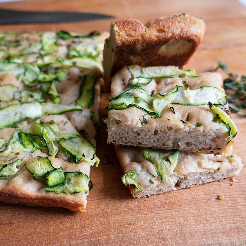 No-knead zucchini-herb focaccia