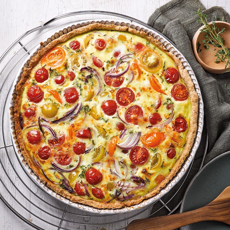 Bunte Tomaten-Zwiebel-Quiche