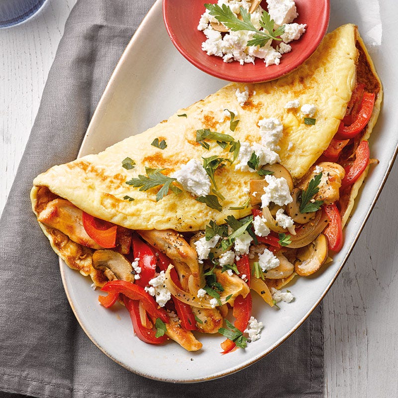 Gyros-Omelette mit Schafskäse