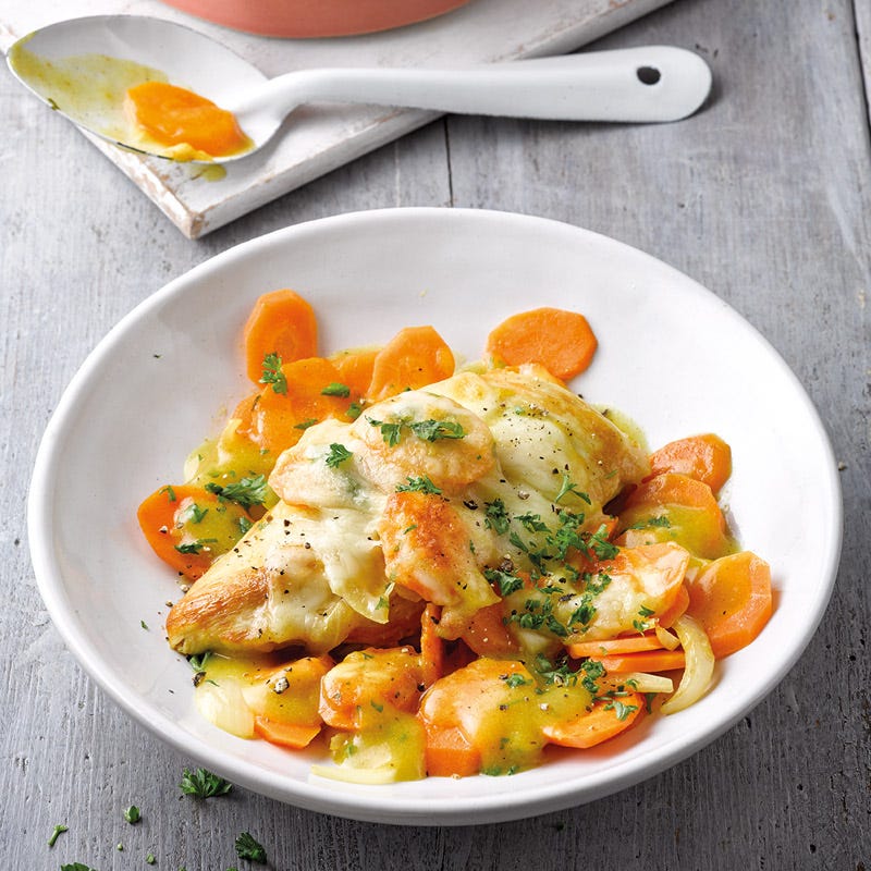 Curry-Hähnchen-Gratin mit Karotten