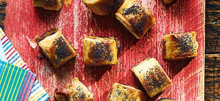 Sweet potato & chickpea filo rolls