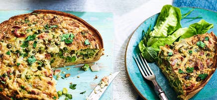 Pea & Parma ham quiche