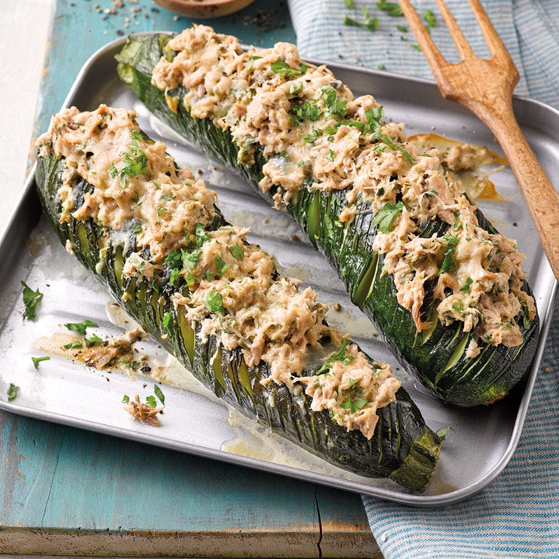 Hasselback-Zucchini mit Thunfischcreme