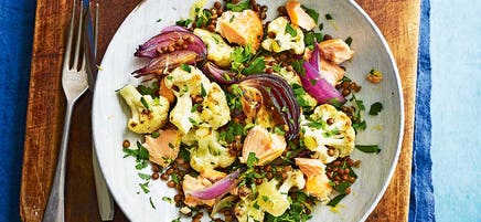One pan cauliflower & salmon
