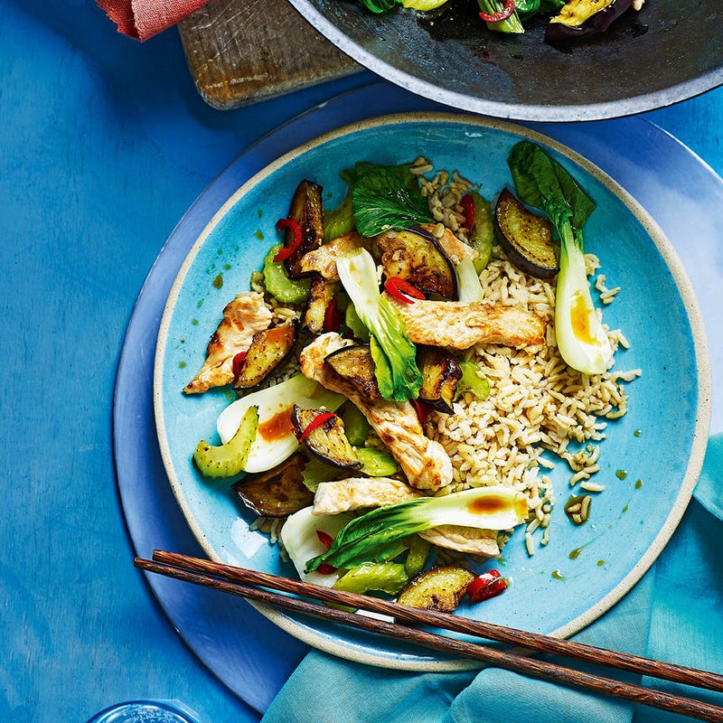 Photo of Asian aubergine, turkey & pak choi stir-fry by WW