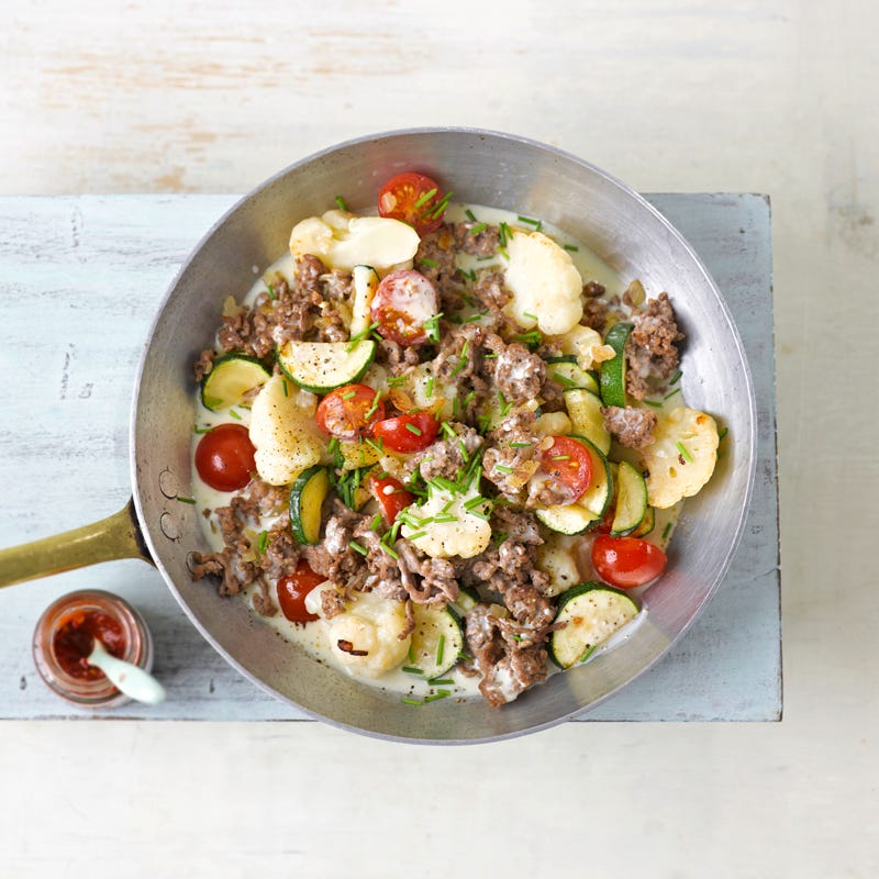 Fixe Pfanne mit Blumenkohl und Hackfleisch