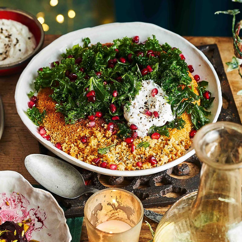 Photo of Crispy couscous with kale, pomegranate & whipped feta by WW