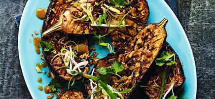 Barbecued miso aubergines