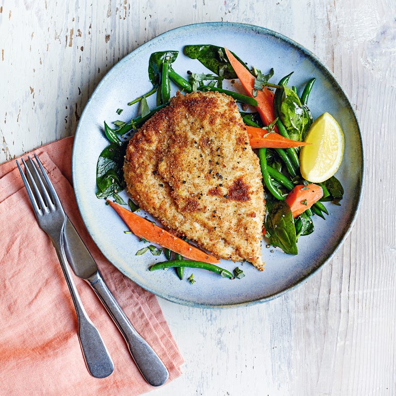Escalopes de poulet croustillantes aux légumes