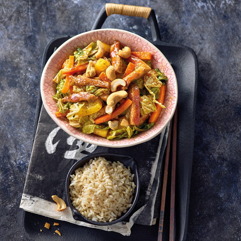 Asiawok mit karamellisiertem Schweinefleisch