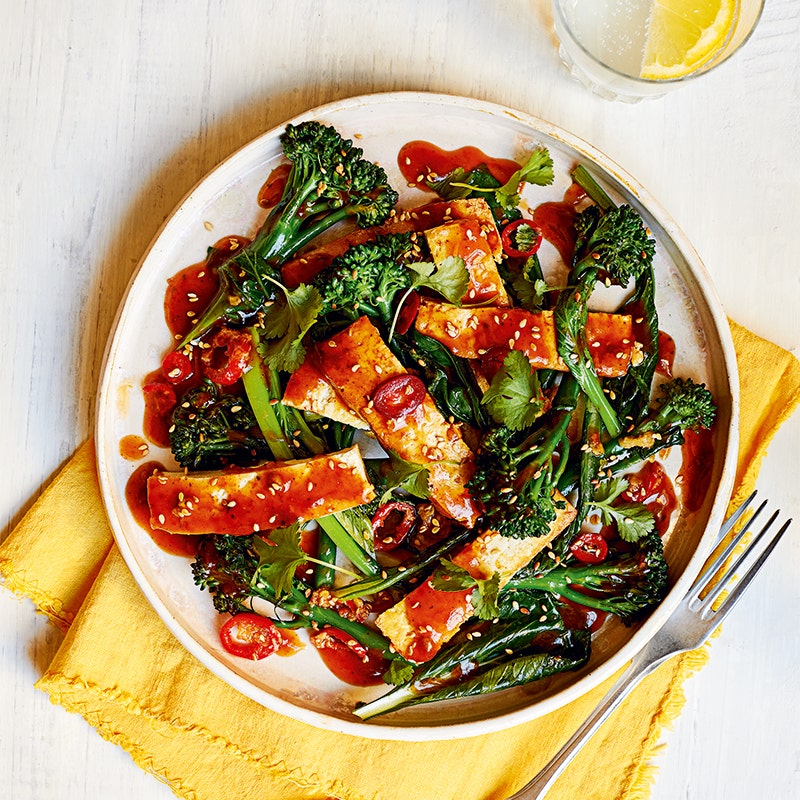 Sticky tofu with broccolini