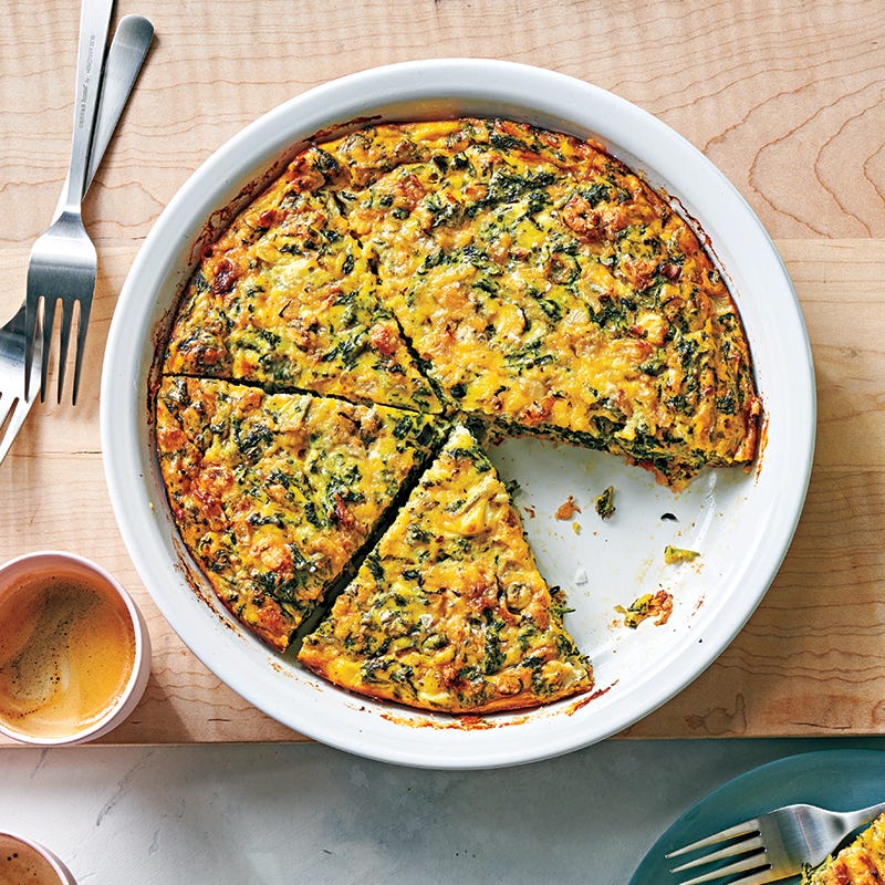 Five-cheese and spinach frittata
