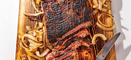 BBQ flank steak with onions
