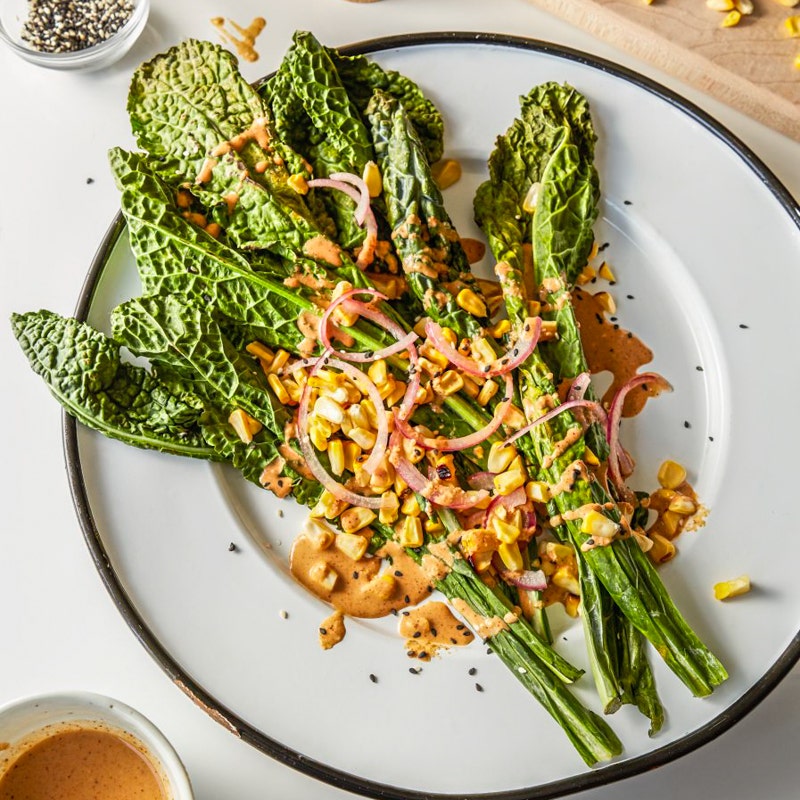 Grilled kale salad