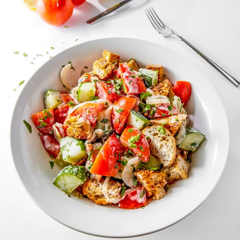 Creamy cucumber & tomato salad
