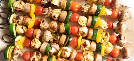 Grilled pasta skewers