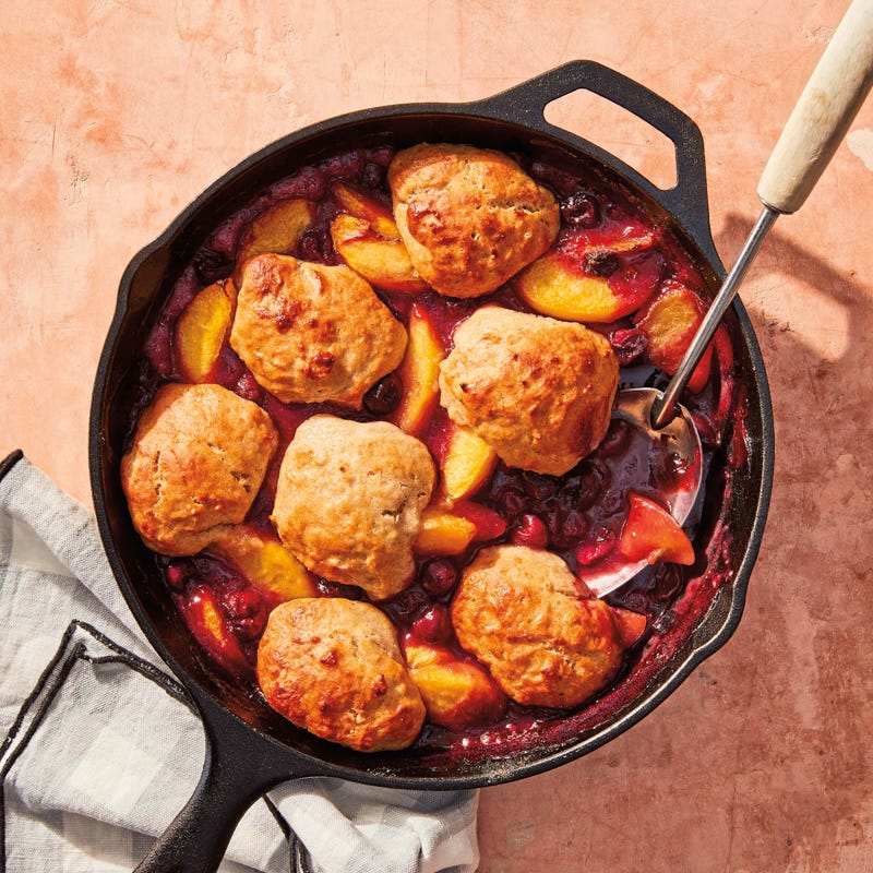 Grilled stone fruit cobbler