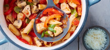One-pot penne au poulet et aux champignons