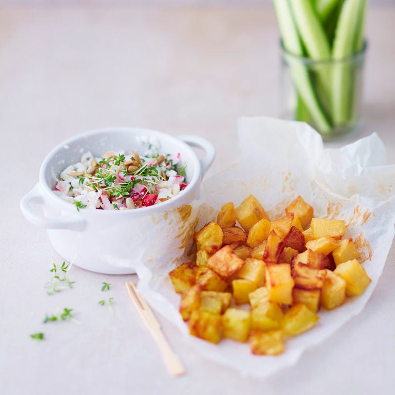 Knusperkartoffeln mit Fetadip