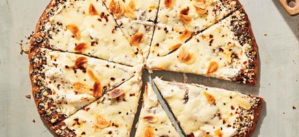 Grilled White Pizza with Everything Bagel Crust