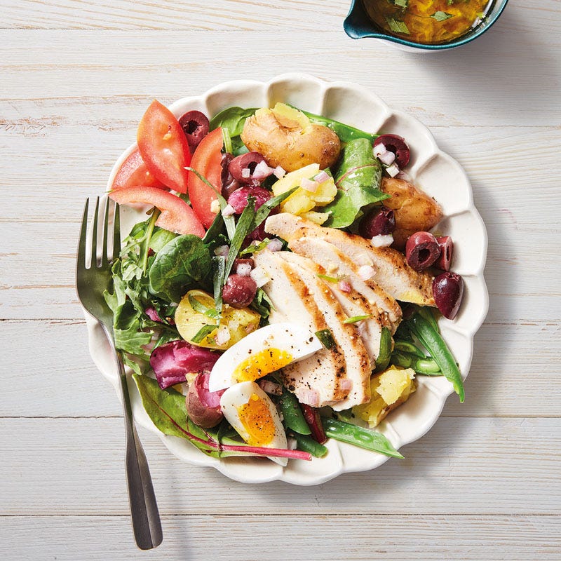 Hähnchen-Kartoffel-Salat mit Estragonvinaigrette