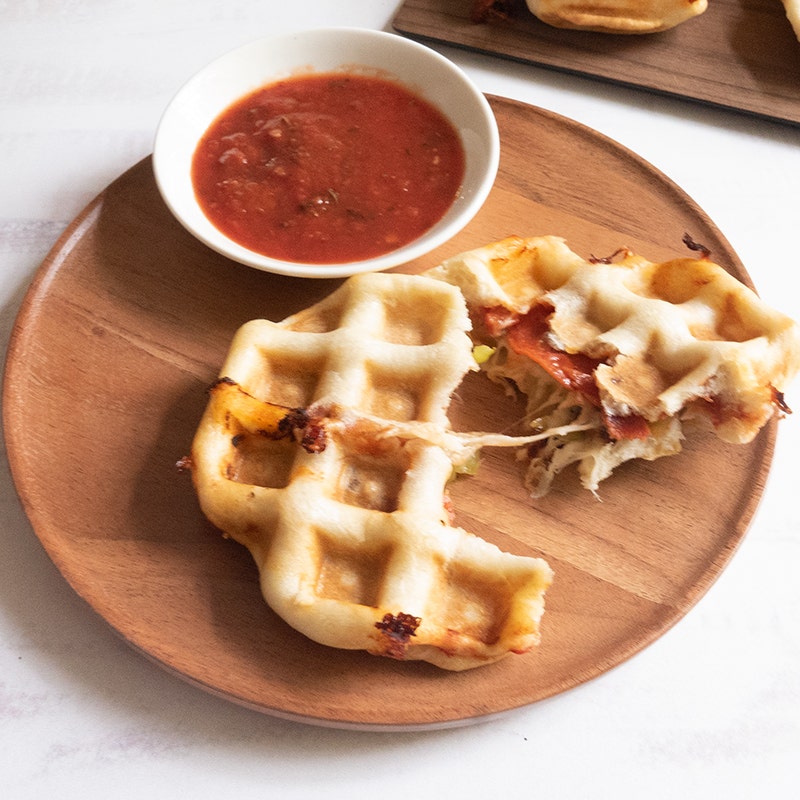 Pepperoni pizza waffles