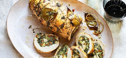 Turkey-breast roulade with spinach & dill