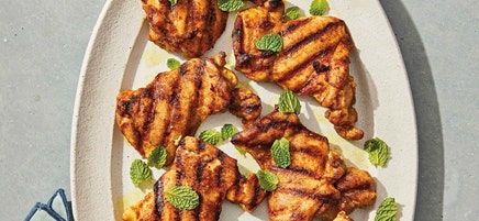 Grilled Moroccan chicken with cumin-garlic yogurt sauce