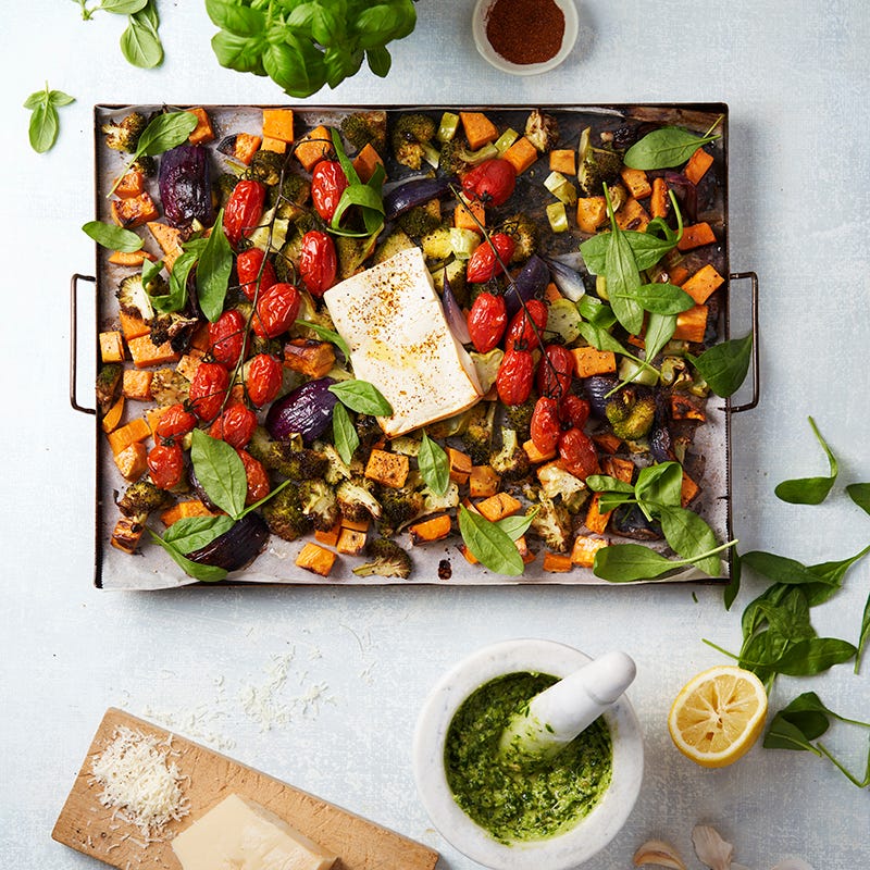 ViktVäktarna - Rostade grönsaker och salladsost med pesto
