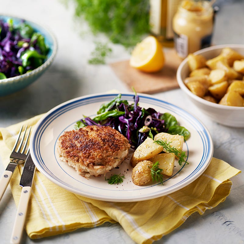 ViktVäktarna - Fiskbiffar med rostad senapspotatis och sötsyrlig kålsallad