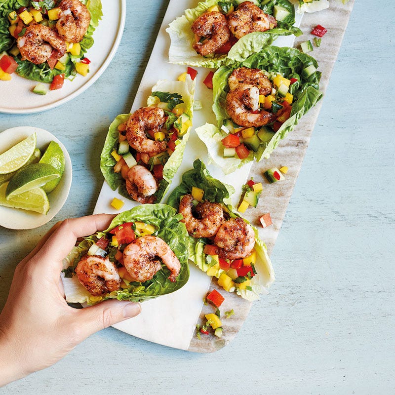 Salat-Garnelen-Schiffchen mit Mango