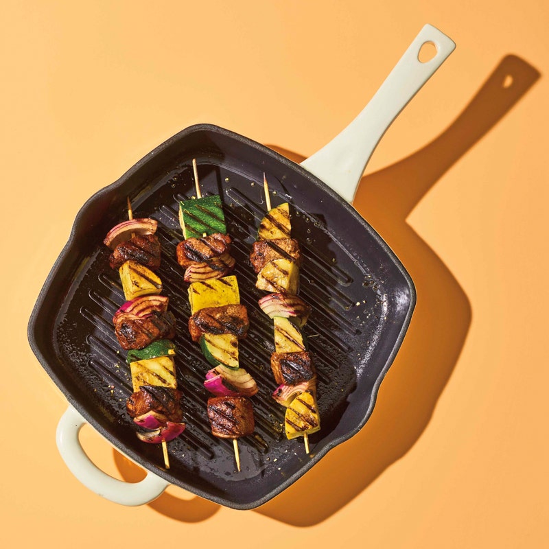Cocoa-rubbed pork skewers