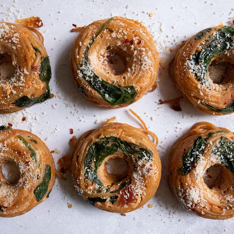 Whole-wheat spaghetti doughnuts