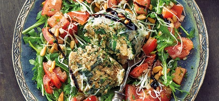 Spinatknödel mit Tomaten-Rucola-Salat