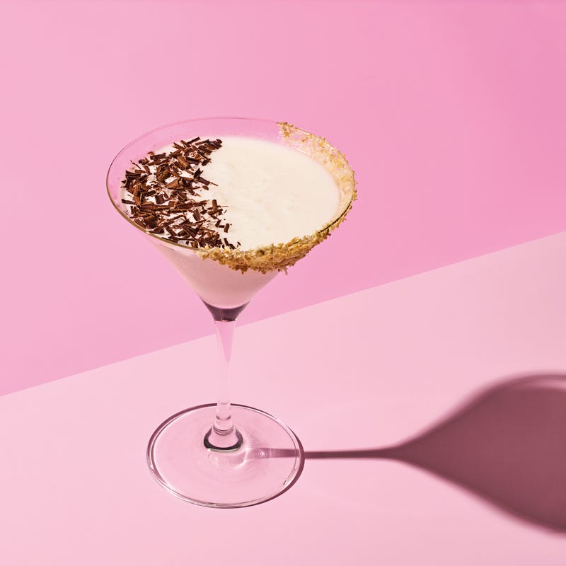 Chocolate & hazelnut martini with toasted-coconut rim