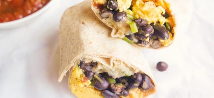 Cheesy Black Bean and Egg Burritos