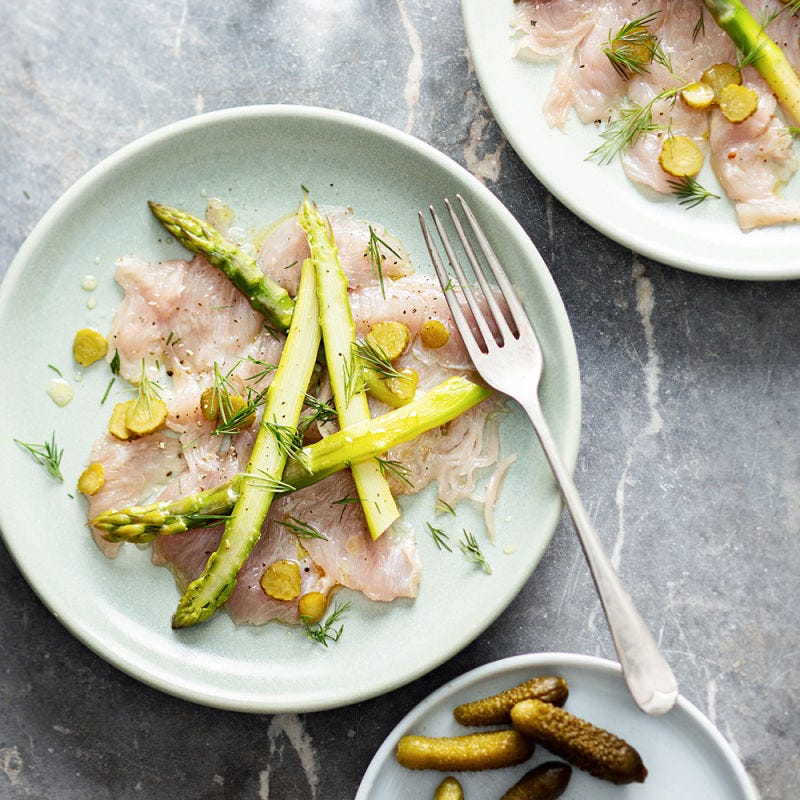 Carpaccio de veau aux asperges
